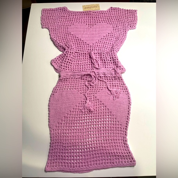 Hand Made New Beautiful Lilac | Levander Crocheted Top & Mini Skirt Fits M/L - Picture 1 of 13